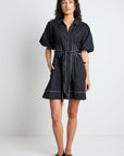 AMONG THE BRAVE SUNDOWN PUFF SHORT SLEEVE MINI SHIRT DRESS