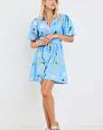 AMONG THE BRAVE SUNDOWN HOLIDAY PUFF SHORT SLEEVE MIN SHIRT DRESS