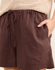RE:UNION LIFESTYLE LINEN TIE WAIST SHORTS