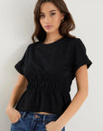 AMONG THE BRAVE SVELTE SHIRRED DETAIL SS TEE