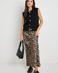 STORIES BE TOLD RECORD SATIN LEOPARD SATIN BIAS MAXI SKIRT