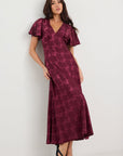 GEORGIA ZOE TRAM JACQUARD BIAS FLARED MAXI DRESS