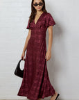 GEORGIA ZOE TRAM JACQUARD BIAS FLARED MAXI DRESS