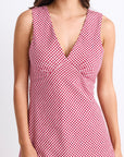 AMONG THE BRAVE TURIN DITSY GINGHAM COTTON SLEEVELESS BIAS MINI DRESS