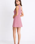 AMONG THE BRAVE TURIN DITSY GINGHAM COTTON SLEEVELESS BIAS MINI DRESS