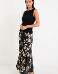 STORIES BE TOLD PRODIGY FLORAL SATIN BIAS CUT MAXI SKIRT