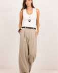 AMONG THE BRAVE CONQUERED RELAXED ADJUSTABLE WAIST WIDE LEG PANTS