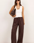 REUNION WELLNESS LINEN PULL ON WIDE LEG PANTS