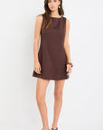 AMONG THE BRAVE VENICE BOAT NECK FITTED MINI DRESS