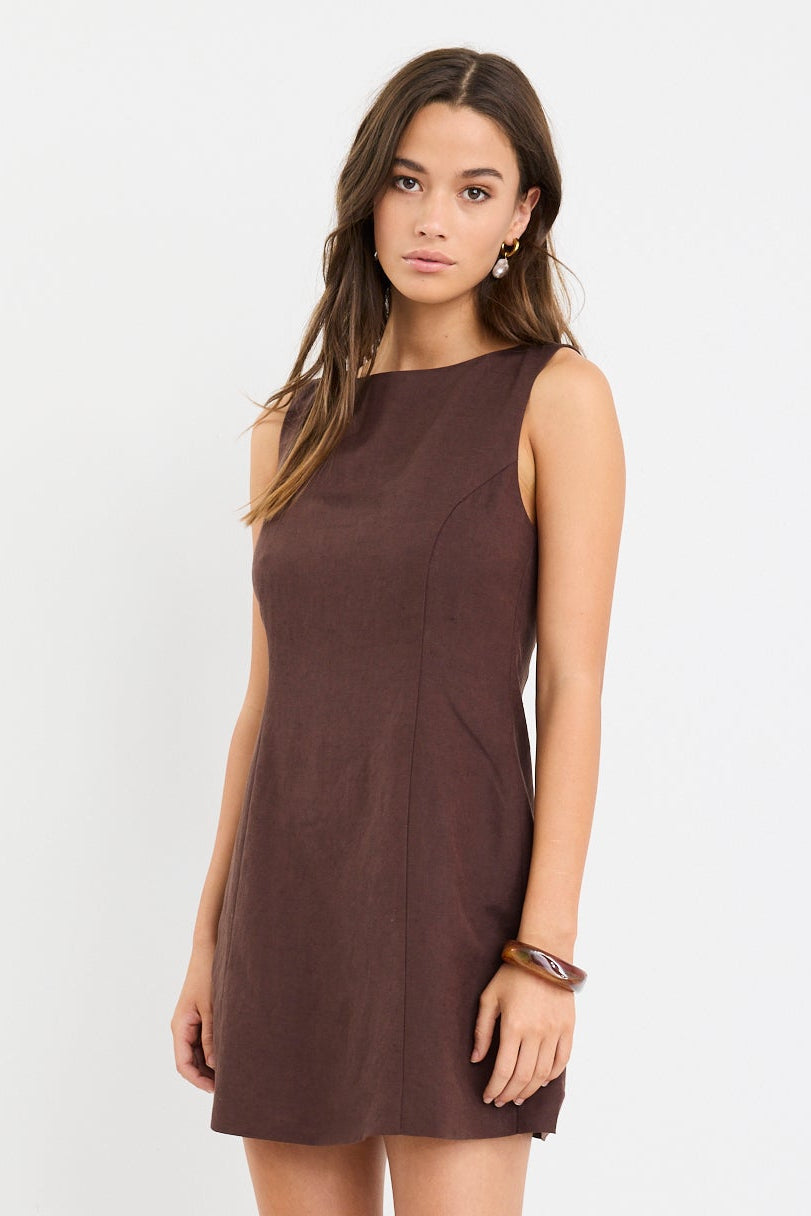 AMONG THE BRAVE VENICE BOAT NECK FITTED MINI DRESS  Boutique on Main Street