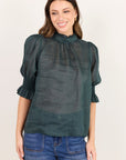 BY ROSA VERSE SHEER HIGH NECK SHORT SLEEVE TOP