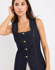 STORIES BE TOLD VIEW INDIGO DENIM SQUARE NECK VEST