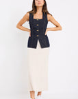 STORIES BE TOLD VIEW INDIGO DENIM SQUARE NECK VEST