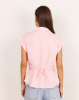RE:UNION VILLAGER LINEN TIE BACK SHORT SLEEVE SHIRT