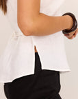 RE:UNION VILLAGER LINEN TIE BACK SHORT SLEEVE SHIRT