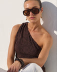 GEORGIA ZOE VIRTUE LACE ONE SHOULDER TOP