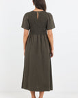 RE:UNION WREN SS SHIRRED BODICE MIDI DRESS
