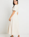 RE:UNION WREN SS SHIRRED BODICE MIDI DRESS