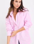 STORIES BE TOLD YOU GO THIS PINK STRIPE OVERSIZED BOYFRIEND SHIRT
