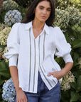 BY ROSA. ZINNIA RAMIE LACE TRIM LONG SLEEVE SHIRT