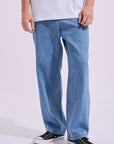 HUFFER BLOCK DENIM EMB PANT- BLUE WASH