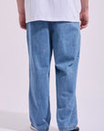 HUFFER BLOCK DENIM EMB PANT- BLUE WASH