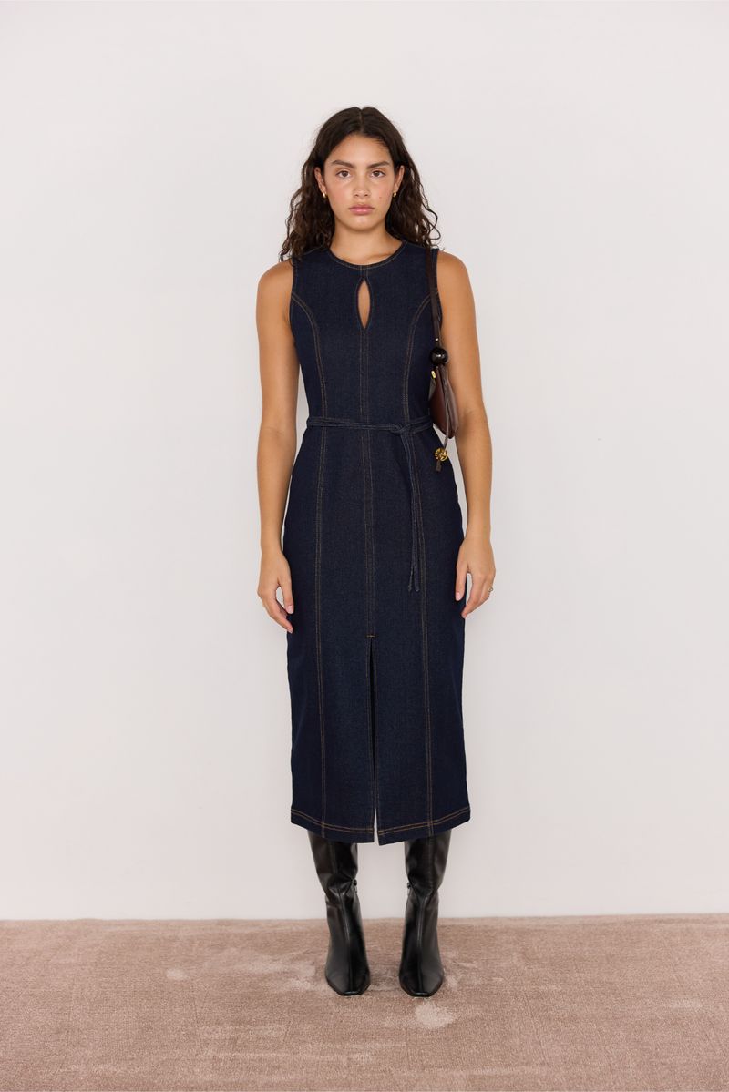 white christmas dresses Roan Denim Maxi Dress main image 0