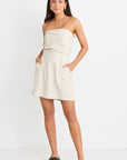 LOVE LULU VERVE POCKET FRONT LINEN BLEND MINI SKIRT