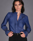 STORM DENIM BLUE PINTUCK SHIRT