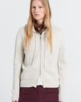KAREN WALKER CAMPUS CABLE KNIT HOODIE