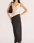 MINKPINK JEMMA POLA DOT BIAS MIDI SKIRT