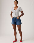 LEVIS CINCH MID-THIGH SHORT KISS GOODBYE