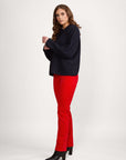VASSALLI HIGH NECK TWO TONE SWEATER WITH SHAPED SLEEVE