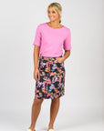 VASSALLI PRINTED LIGHTWEIGHT SKIRT W CENTRE BACK VENT