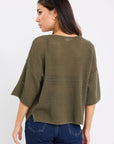 RE:UNION SUNRISE KHAKI SS CROCHET KNIT TOP