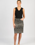 VASSALLI PRINTED LIGHTWEIGHT SKIRT W CENTRE BACK VENT