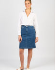 VASSALLI PLAIN DENIM SKIRT W BACK VENT