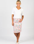 VASSALLI PRINTED LIGHTWEIGHT SKIRT W BACK CENTRE VENT