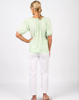 VASSALLI PLAIN V NECK TOP WITH FLOATY SLEEVE