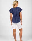 VASSALLI DROP SHOULDER TOP WITH SHIRRING DETAIL