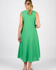 VASSALLI PLAIN LONG SLEEVELESS DRESS WITH ROUND NECK