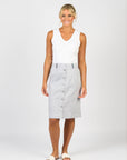 VASSALLI KNEE LENGTH SKIRT WITH CONTRAST BUTTONS