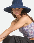 BRIXTON HELENA STRAW SUN HAT - MIDNIGHT BLUE