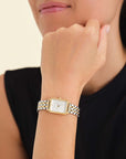 ROSEFIELD OCTAGON XS WHITE SILVER GOLD BRACELET WATCH