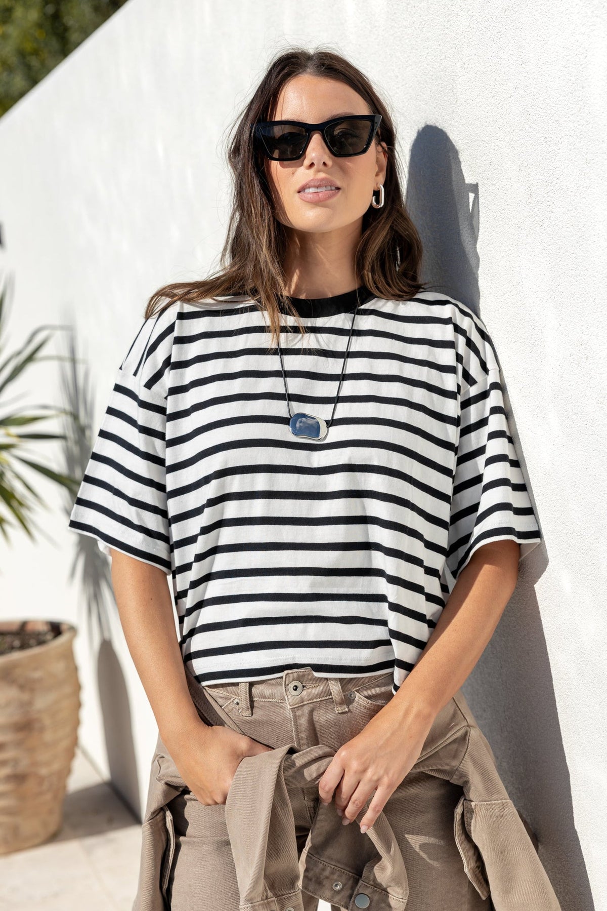 STORIES BE TOLD COHESIAN OVERSIZED CONTRAST BINDING BOXY SS TEE