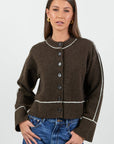 STORIES BE TOLD HABITUAL CONTRAST TRIM CARDIGAN