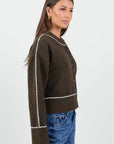 STORIES BE TOLD HABITUAL CONTRAST TRIM CARDIGAN