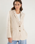 RE:UNION PILLAR CREAM LINEN 2 BUTTON BLAZER