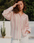 IVY + JACK CONSTRUCT PINK + WHITE OVERSIZED SHIRT