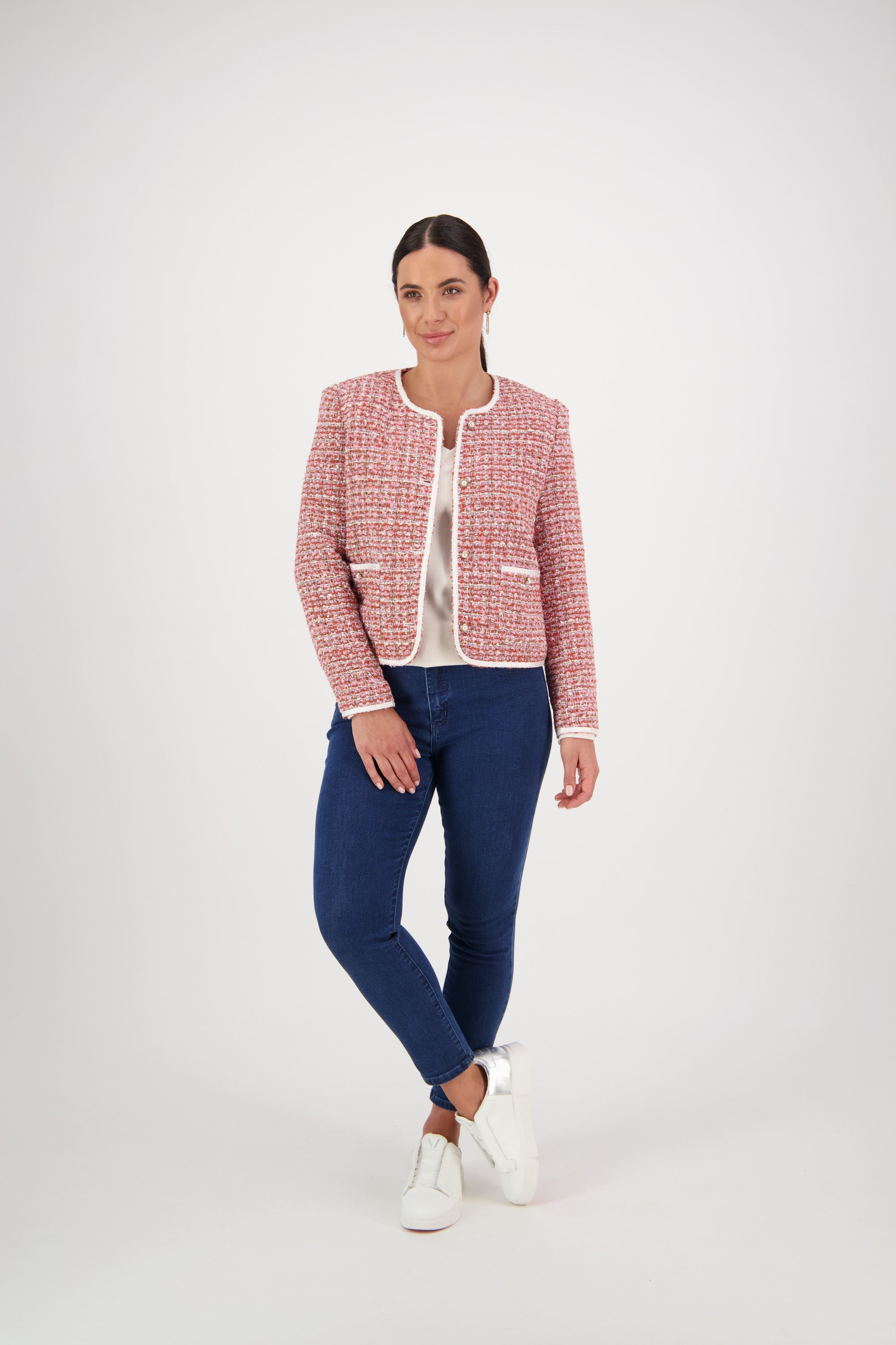 VASSALLI SHORT COLLARLESS LINED JACKET